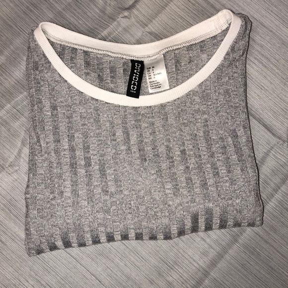 H&M Grey Mini Dress W/ White Trim Size 6 - Picture 8 of 8